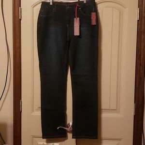 Dark wash straight leg jeans